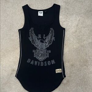 Harley-Davidson Black Tank Top with Embroidered Eagle Graphic